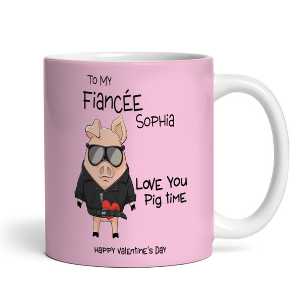 Fiancee Pink Love You Pig Time Sunglasses And Leather Jacket Personalized Mug