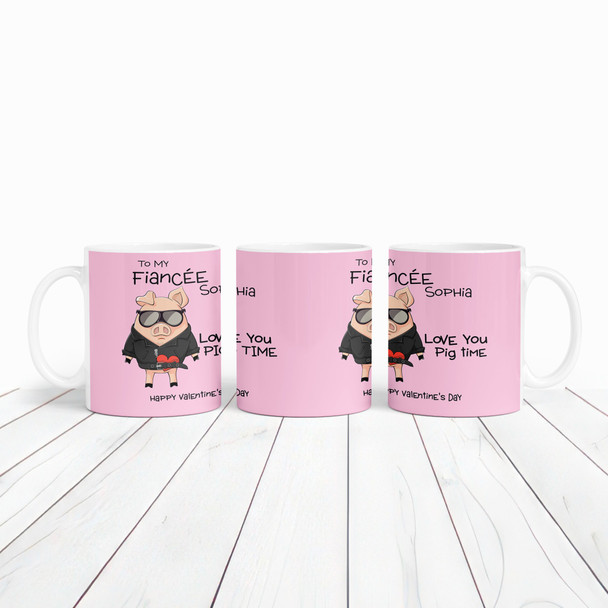 Fiancee Pink Love You Pig Time Sunglasses And Leather Jacket Personalized Mug