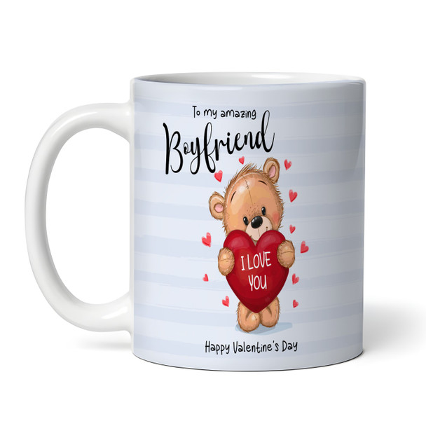 Boyfriend Gift Blue Background Teddy Bear Heart Valentine's Day Personalized Mug