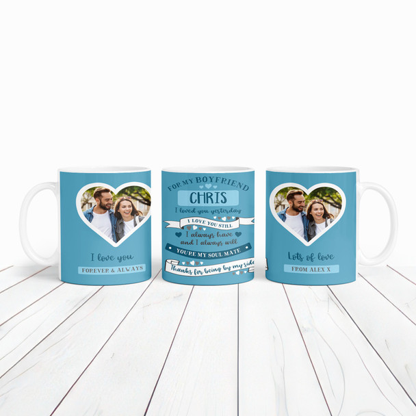 Gift For My Boyfriend Photo Blue Valentine's Day Gift Personalized Mug