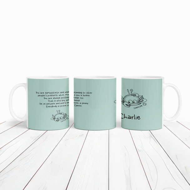 Cancer Funny Zodiac Sign Description Birthday Gift Green Personalized Mug