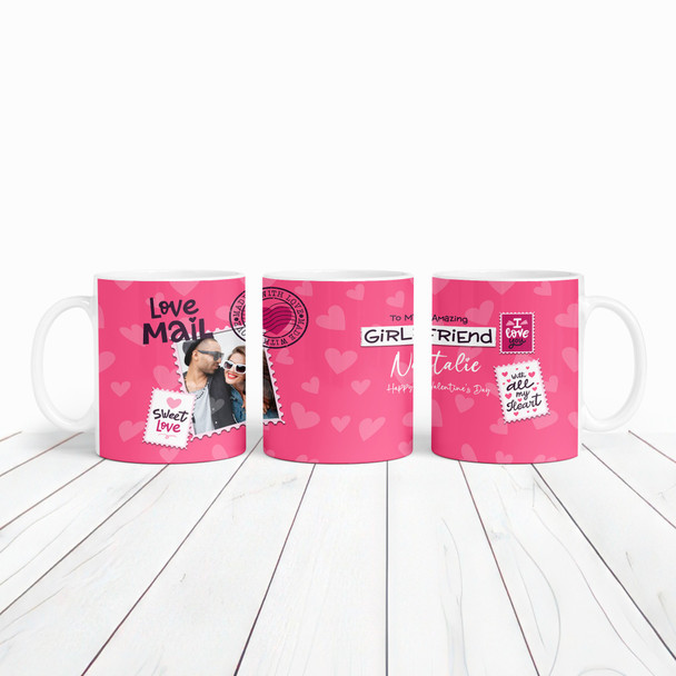 Photo Gift For Girlfriend Pink Love Mail Valentine's Day Gift Personalized Mug