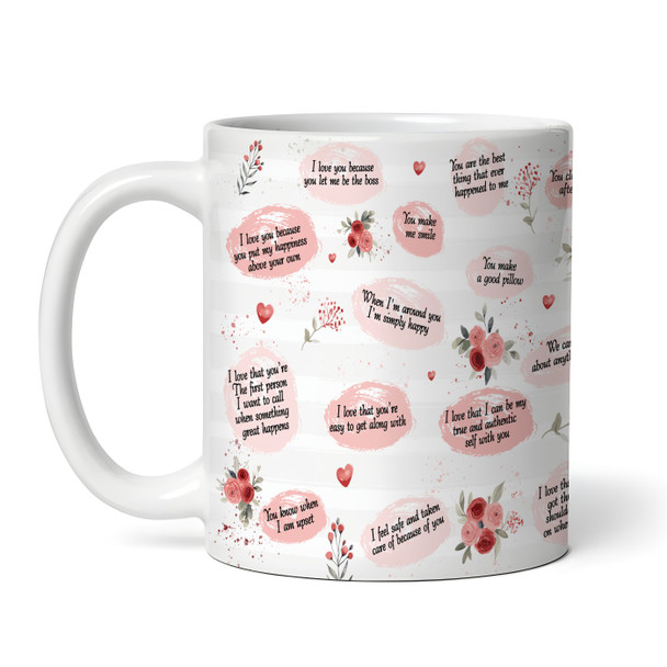 Romantic Gift For Her Floral Reasons Why I Love You Personalized Mug