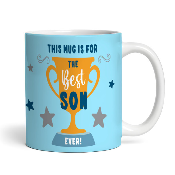 Best Son Gift Trophy Photo Blue Tea Coffee Personalized Mug