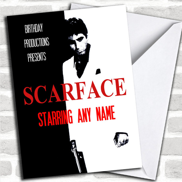 Spoof Scarface Al Pacino Film Poster Funny Personalized Birthday Card