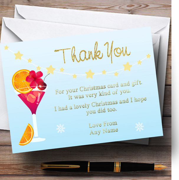Xmas Cocktail Personalized Christmas Thank You Cards