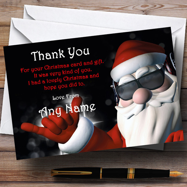 Cool Santa Personalized Christmas Party Thank You Cards