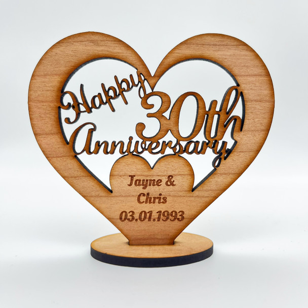 Happy 30th Wedding Anniversary Heart Engraved Keepsake Personalized Gift