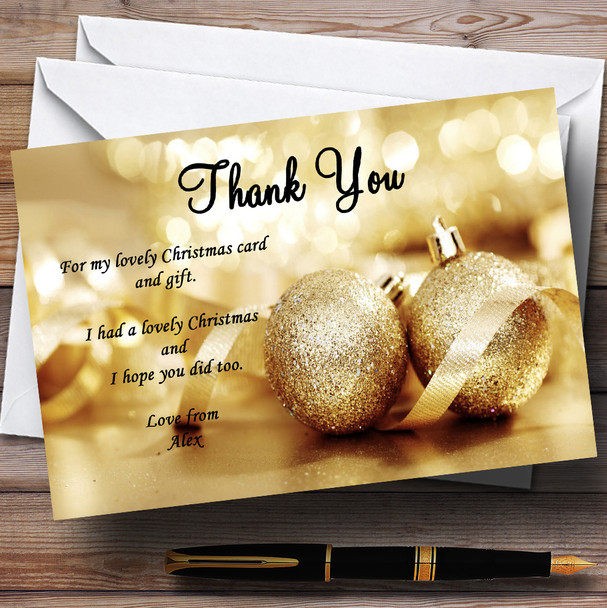 Golden Personalized Christmas Party Thank You Cards