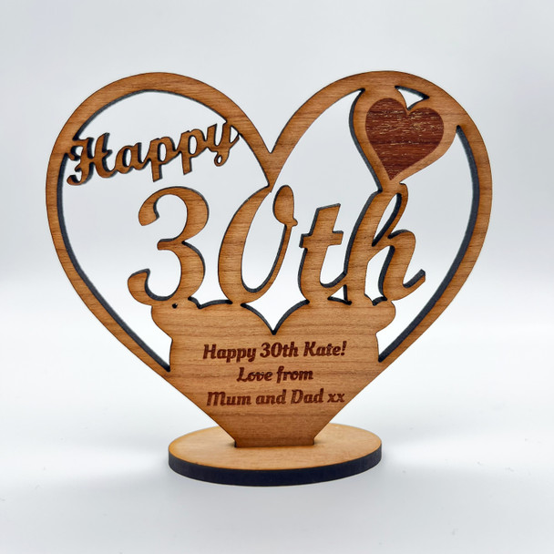Happy 30th Special Birthday Heart Engraved Keepsake Personalized Gift
