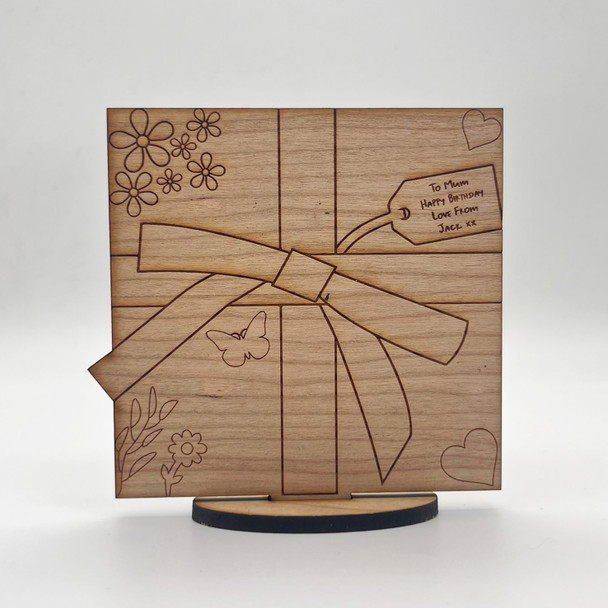 Happy Birthday Present Box With Bow Keepsake Ornament Engraved Personalized Gift