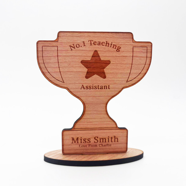 Wood No.1 Teaching Assistant Trophy Cup Thank You Keepsake Personalized Gift