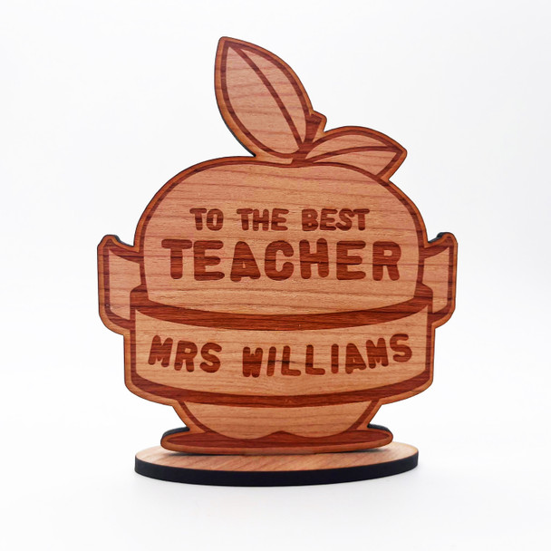 Engraved Wood Thank You The Best Teacher Apple Keepsake Personalized Gift