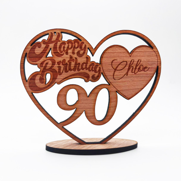 Wood 100th Happy Birthday Heart Milestone Age Keepsake Personalized Gift