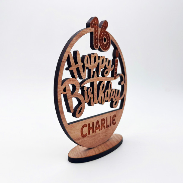 Wood 16th Happy Birthday Milestone Age Candle Keepsake Personalized Gift