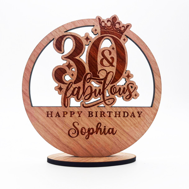 Wood 30 & Fabulous Milestone Age Happy Birthday Keepsake Personalized Gift