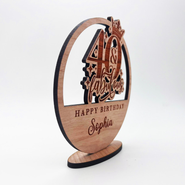 Engraved Wood 40 & Fabulous Milestone Age Birthday Keepsake Personalized Gift