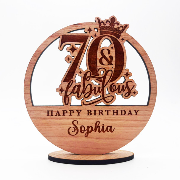 Engraved Wood 70 & Fabulous Milestone Age Birthday Keepsake Personalized Gift