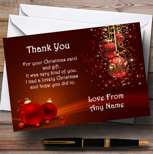 Red Decs Personalized Christmas Party Thank You Cards