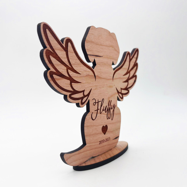 Engraved Wood Dog Wings Memorial Pet Loss Dates Angel Keepsake Personalized Gift