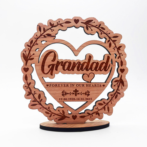Wood Grandad Memorial Wreath Forever In Our Hearts Keepsake Personalized Gift
