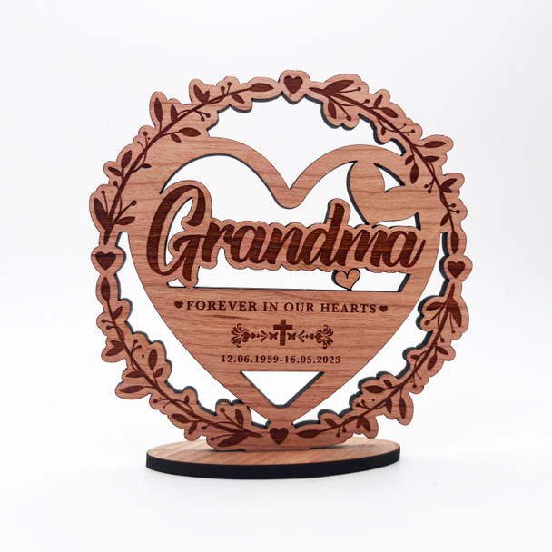 Wood Grandma Memorial Wreath Forever In Our Hearts Keepsake Personalized Gift