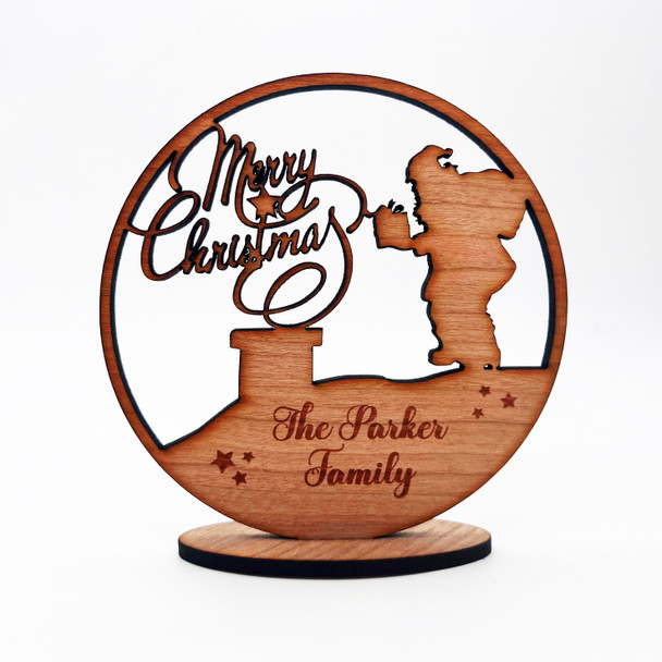 Wood Santa Claus Chimney Stars Merry Christmas Keepsake Personalized Gift