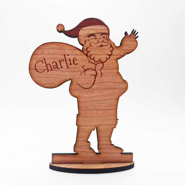 Engraved Wood Santa's Sack Festive Father Christmas Keepsake Personalized Gift