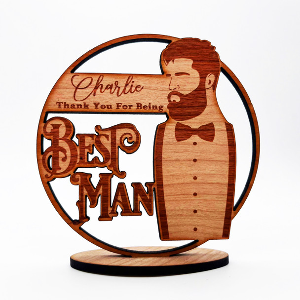 Engraved Wood Thank You Best Man Suit Wedding Day Keepsake Personalized Gift