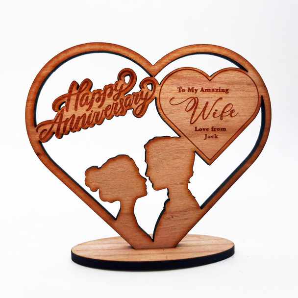 Happy Wedding Anniversary Couple Heart Husband Wife Keepsake Personalized Gift