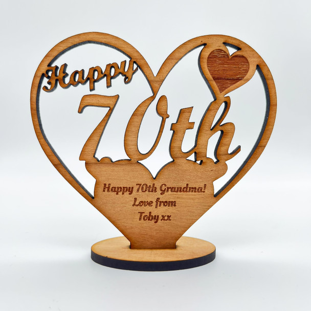 Happy 70th Special Birthday Heart Engraved Keepsake Personalized Gift