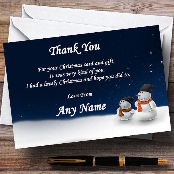 Snowmen Personalized Christmas Party Thank You Cards