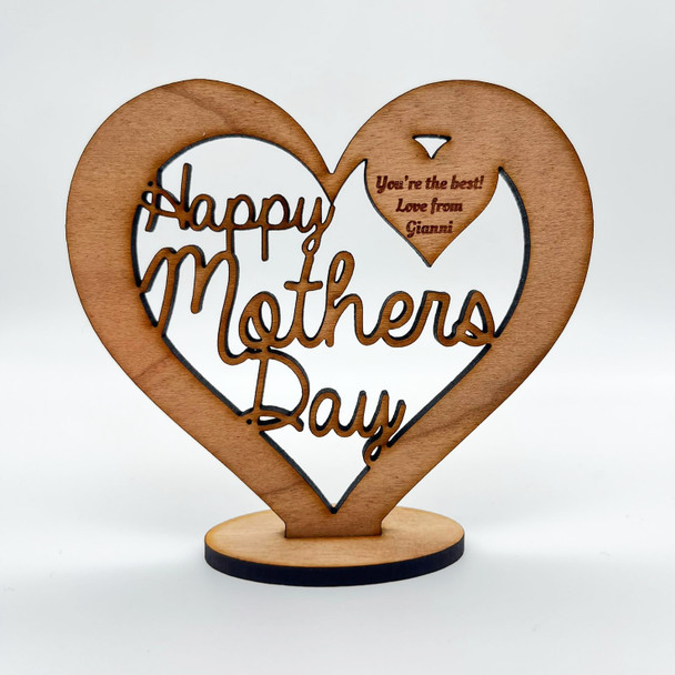 Happy Mother's Day Pretty Lettering Heart Engraved Keepsake Personalized Gift