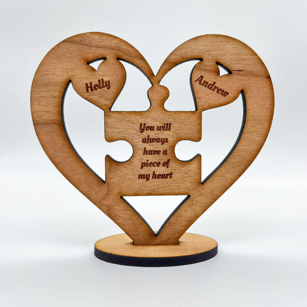 Hearts & Jigsaw Piece Valentine's Day Heart Engraved Keepsake Personalized Gift