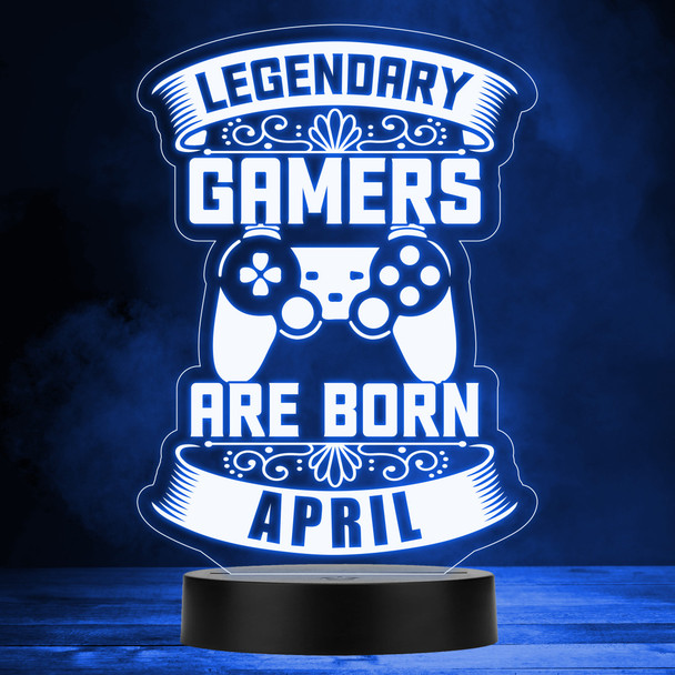 Video Gaming Legendary Gamers Birthday April Personalized Gift RGB Lamp Night Light