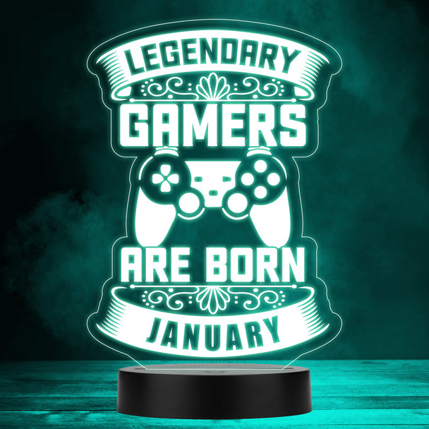 Video Gaming Legendary Gamers Birthday January Personalized Gift RGB Lamp Night Light