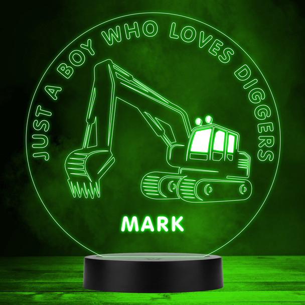 Just A Boy Who Loves Diggers Kids Round Personalized Gift RGB LED Lamp Night Light Just A Boy Who Loves Diggers Kids Round Personalized Gift RGB LED Lamp Night Light