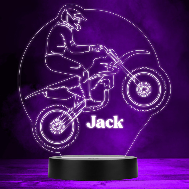 Sport Motorcyclist Silhouette Motorsport Fan Personalized Gift RGB Lamp Night Light