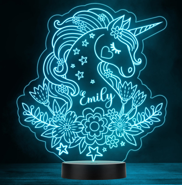 Unicorn With Flowers Personalized Gift Color Changing LED Lamp Night Light