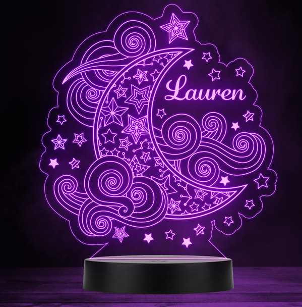 Kids Moon Clouds Stars Personalized Gift Color Changing LED Lamp Night Light