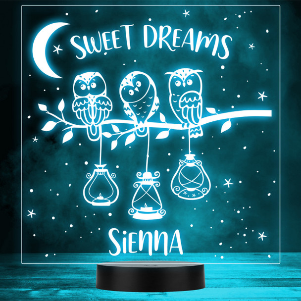 Sweet Dreams Three Owls Sitting On A Branch LED Lamp Personalized Gift Night Light