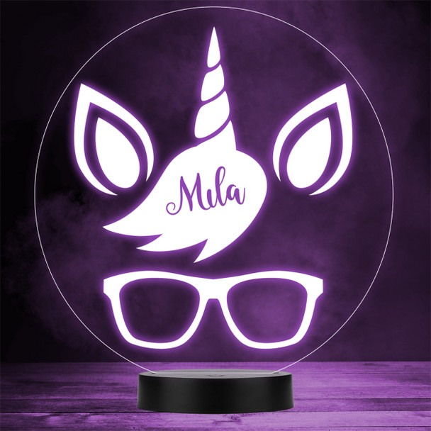 Unicorn Horn & Ears Wearing Glasses LED Lamp Personalized Gift Night Light