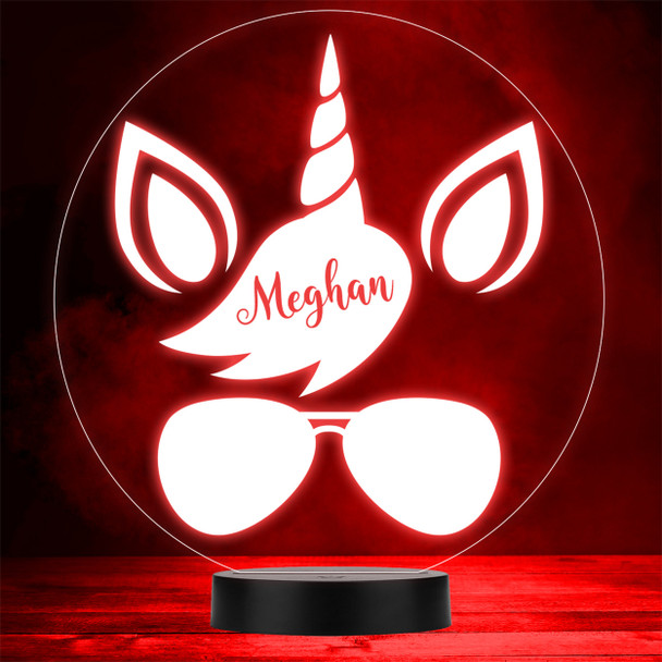 Unicorn Horn Wearing Sunglasses Cool LED Lamp Personalized Gift Night Light