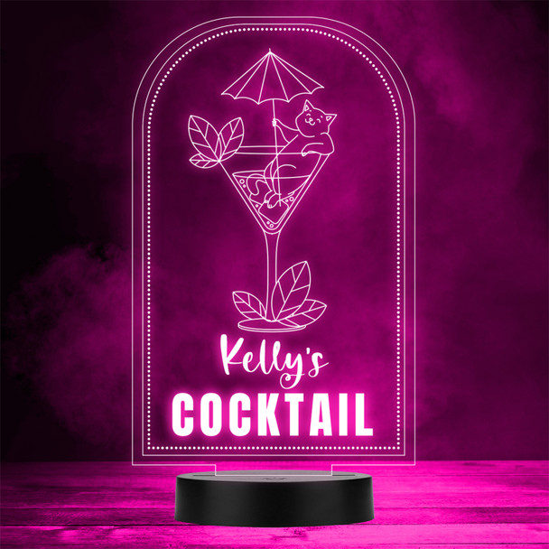 Cat In A Cocktail Glass Funny Home Bar Man Cave Gift Color Changing Lamp Night Light