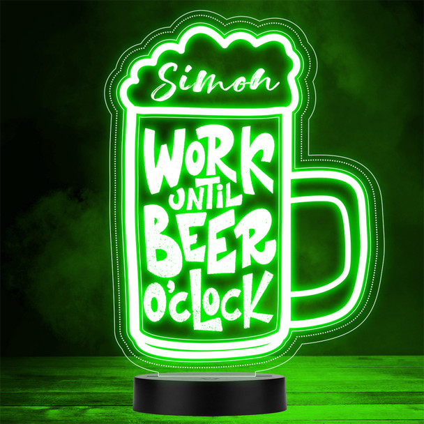 Glass Pint Work Until Beer O'clock Home Bar Man Cave Color Changing Lamp Night Light