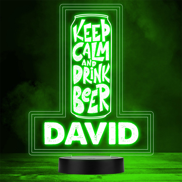 Keep Calm Drink Beer Can Drinker Home Bar Man Cave Color Changing Lamp Night Light