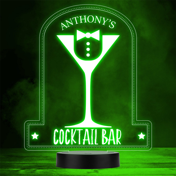 Tuxedo Martini Glass Cocktail Home Bar Man Cave Stars Color Changing Lamp Night Light