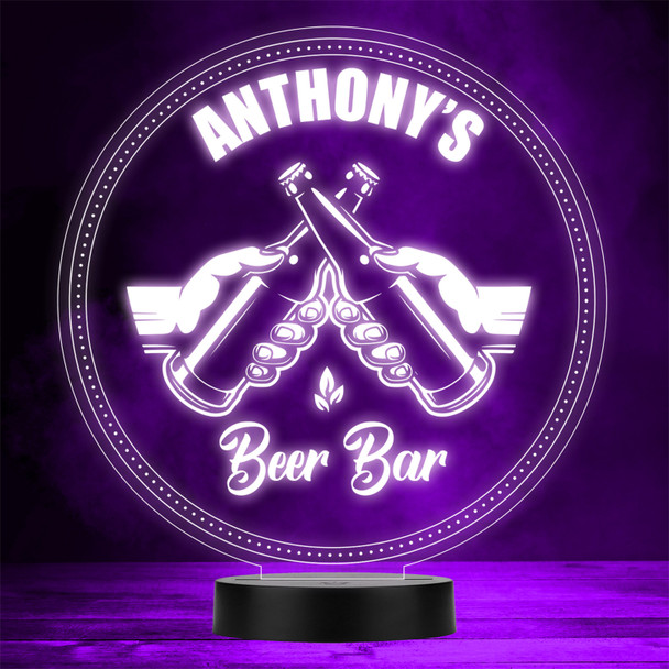 Beer Lager Bottles Clinking Drinker Home Bar Man Cave Color Changing Lamp Night Light