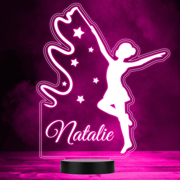 Stars Silhouette Of A Girl With A Ribbon Gymnastics LED Lamp Color Night Light