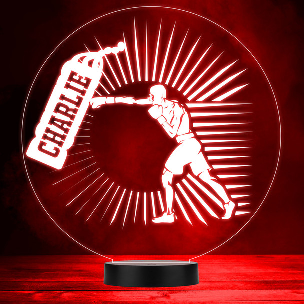 Boxing Punching Bag Boxer Silhouette Sports Fan LED Lamp Color Night Light